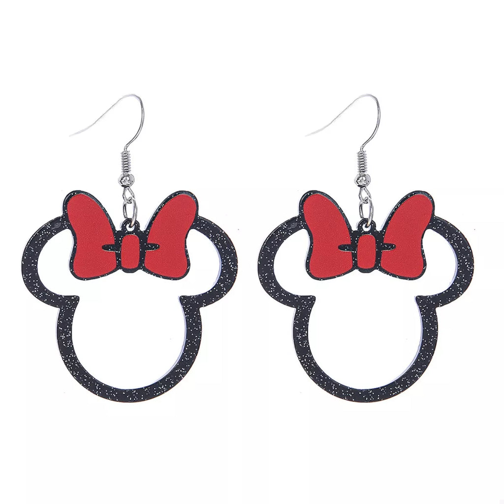 Mickey Mouse Bow Drop Earrings (Multiple Colors)