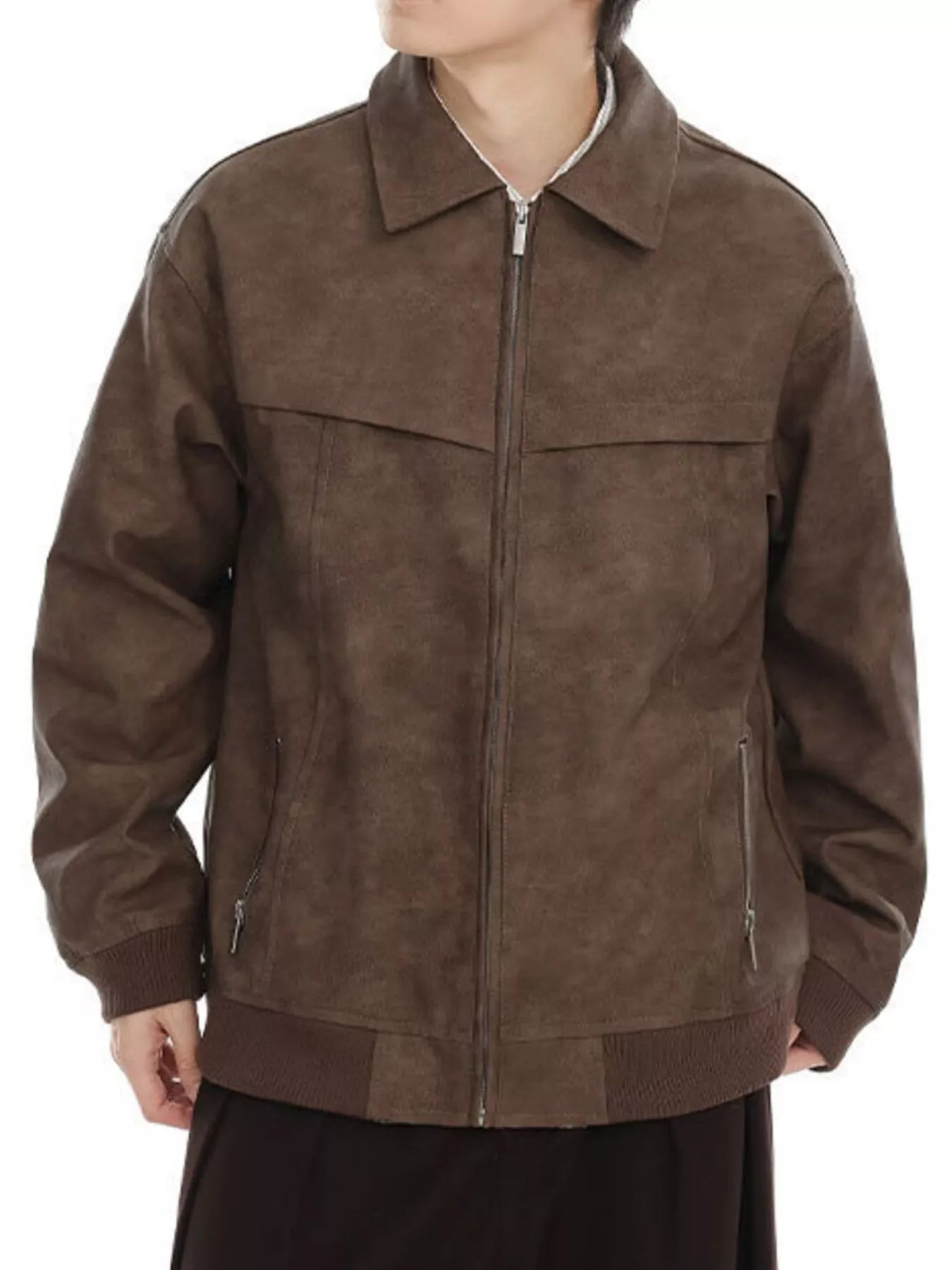 Men's Regular and Plus Size Zip Up Drop Shoulder Jacket