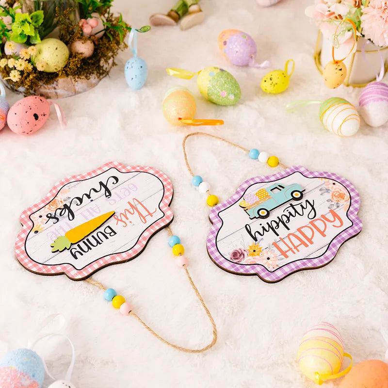 Easter Wooden Bead Hanging Sign