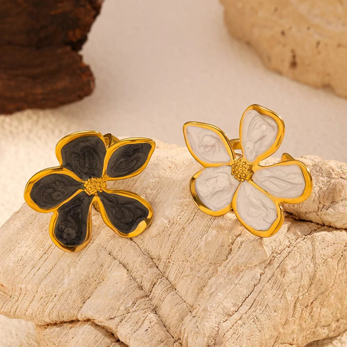 Gold-Plated Flower Open Ring