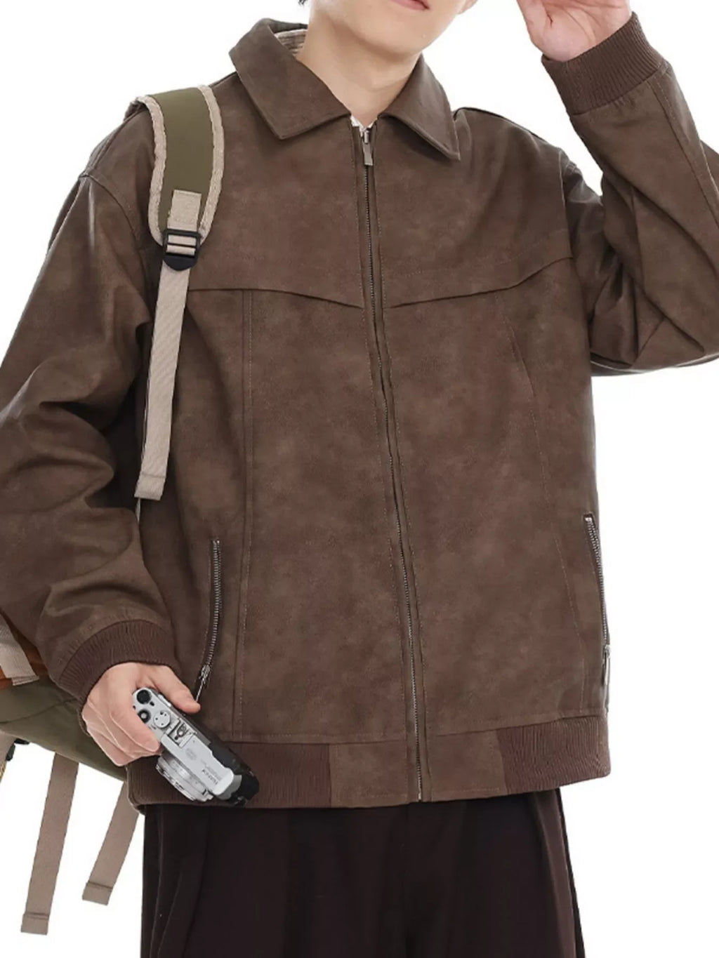 Men's Regular and Plus Size Zip Up Drop Shoulder Jacket