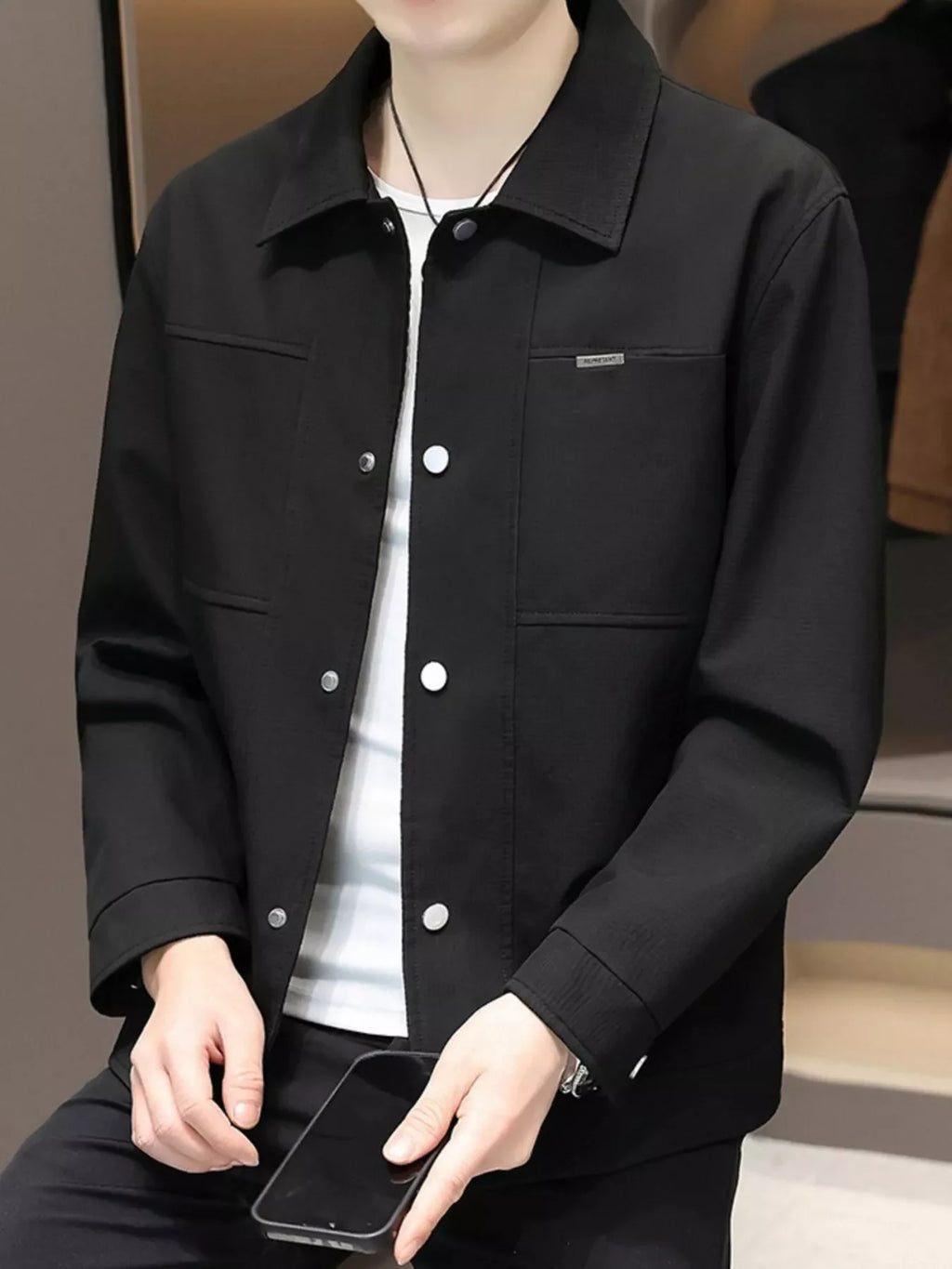 Men's Regular and Plus Size Snap Down Long Sleeve Jacket