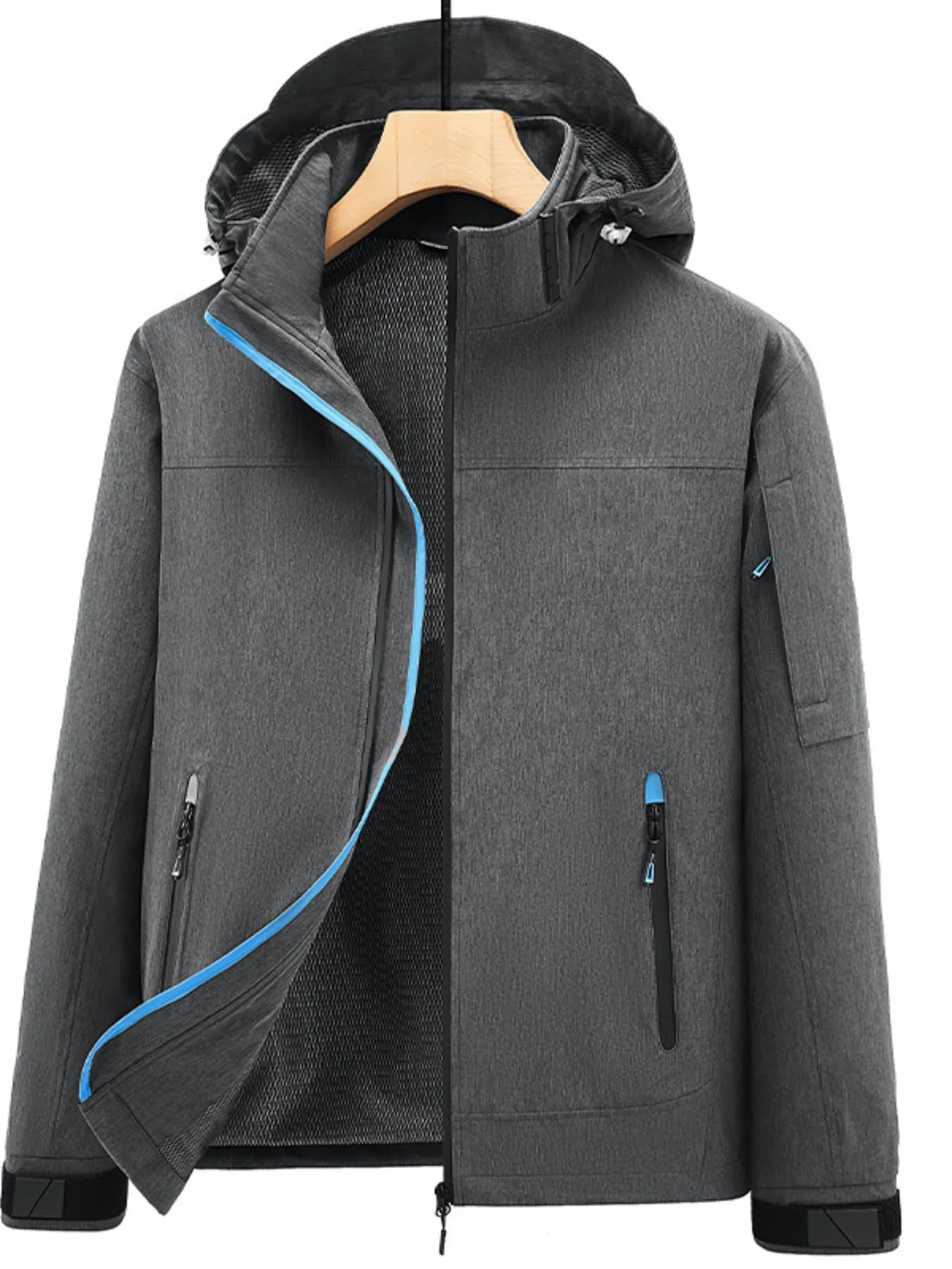 Men's Regular and Plus Size Outdoor Zip Up Hooded Jacket