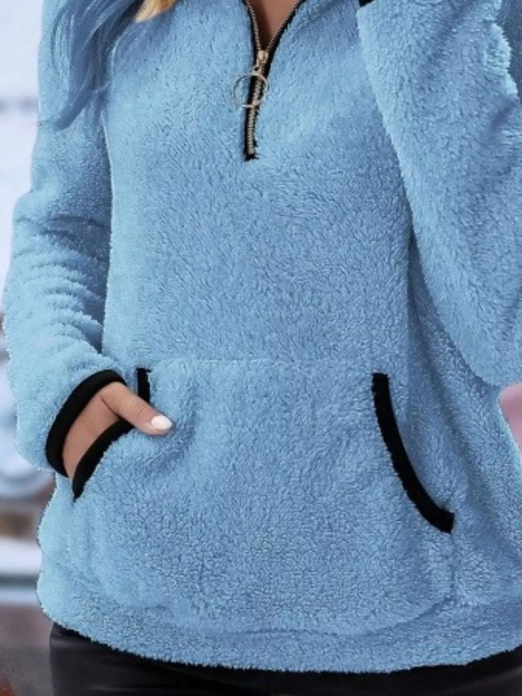 Cozy Fleece Quarter Zip Long Sleeve Sweatshirt Regular and Plus Size