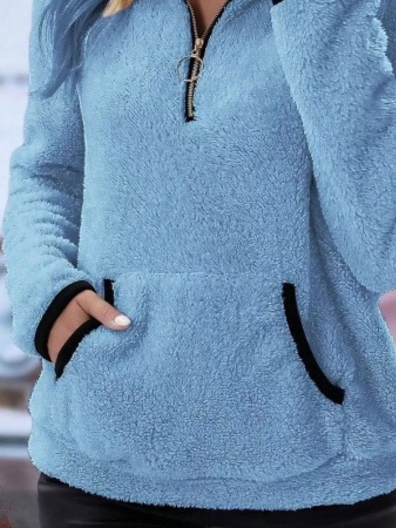 Cozy Fleece Quarter Zip Long Sleeve Sweatshirt Regular and Plus Size
