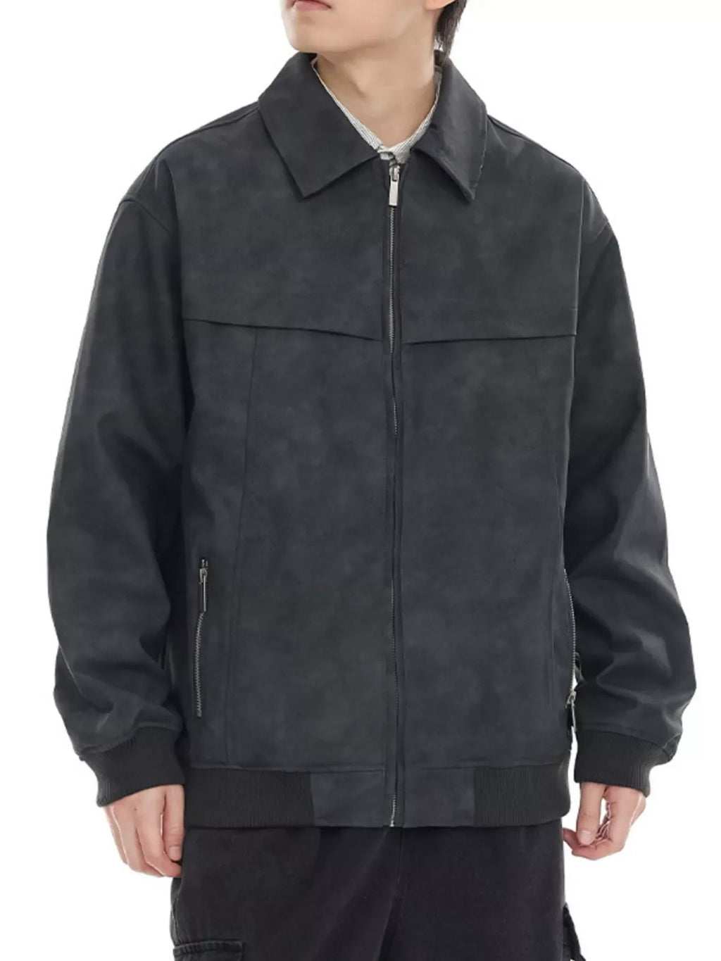 Men's Regular and Plus Size Zip Up Drop Shoulder Jacket