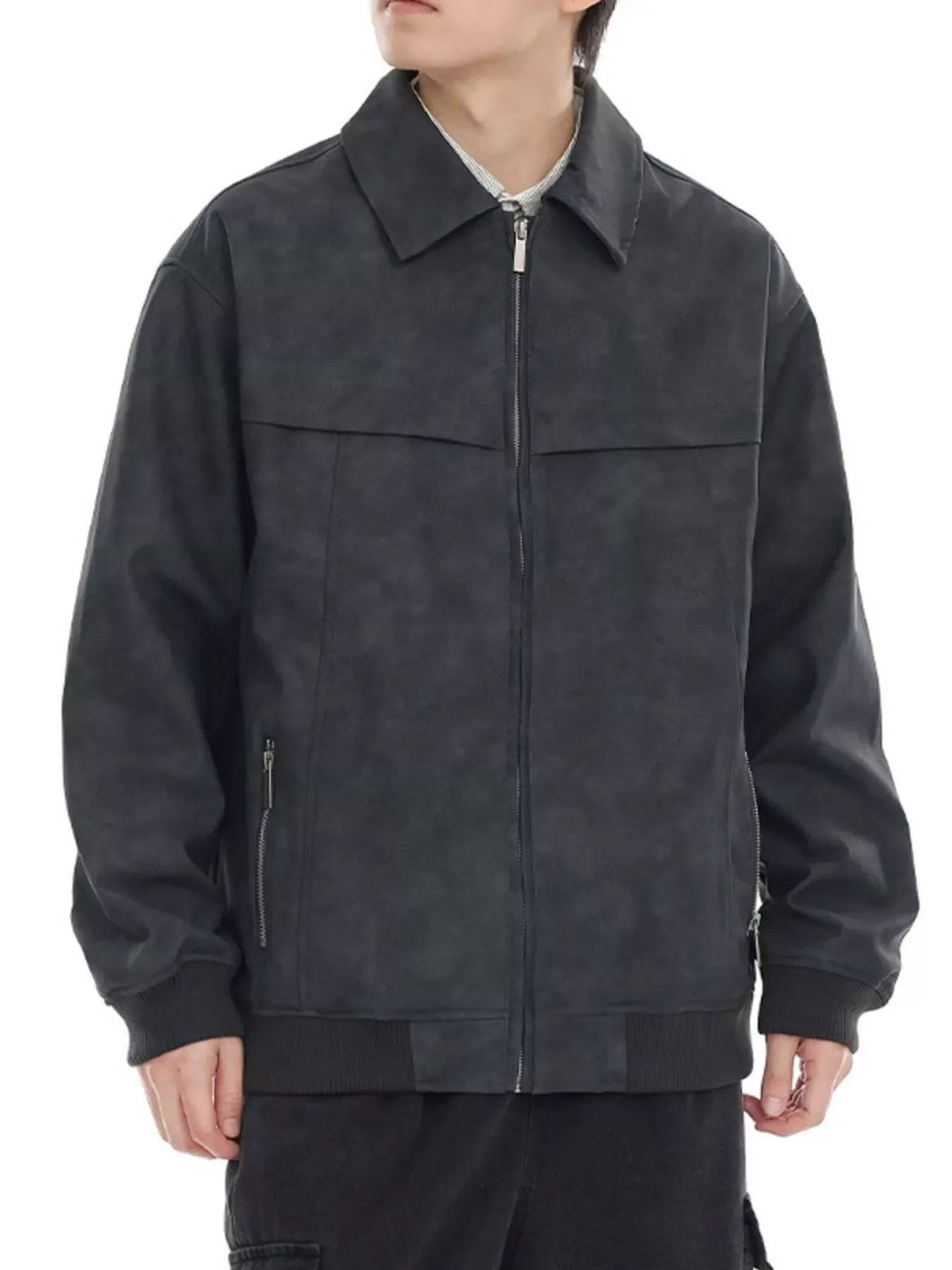 Men's Regular and Plus Size Zip Up Drop Shoulder Jacket