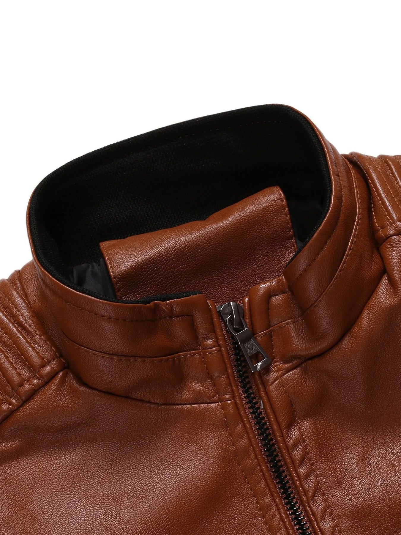 Men's Regular and Plus Size Zip Up Leather Moto Jacket
