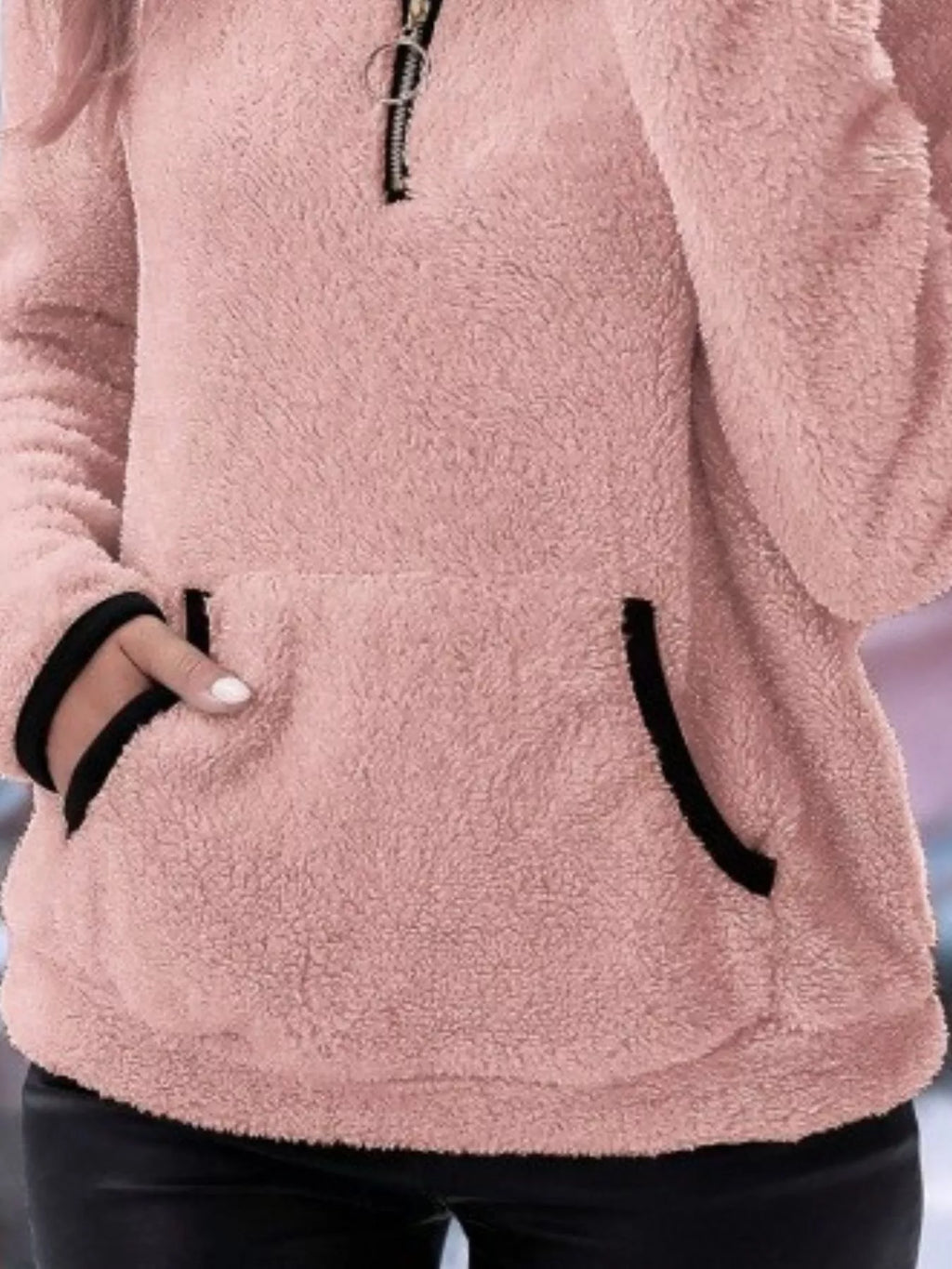Cozy Fleece Quarter Zip Long Sleeve Sweatshirt Regular and Plus Size