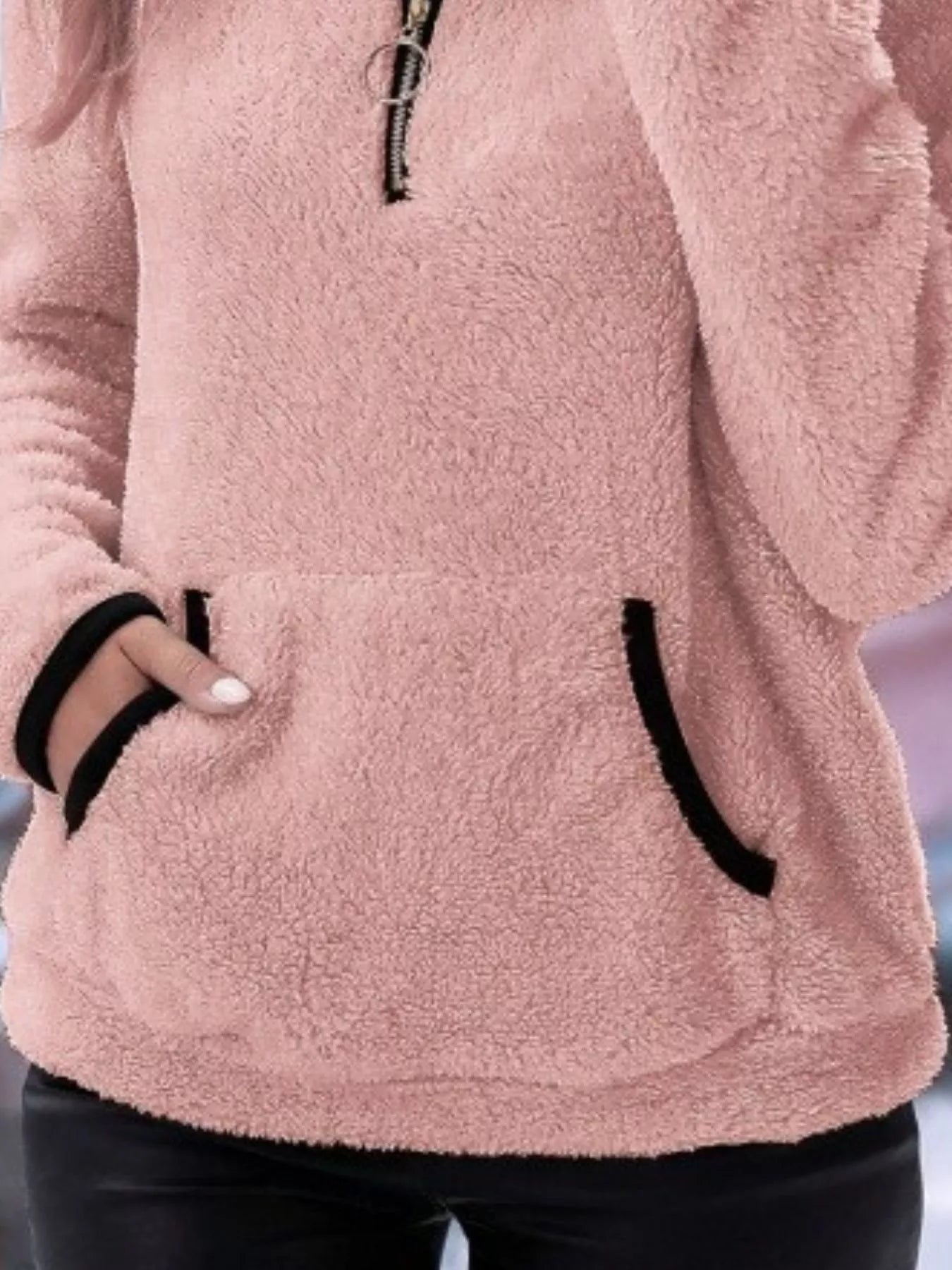 Cozy Fleece Quarter Zip Long Sleeve Sweatshirt Regular and Plus Size