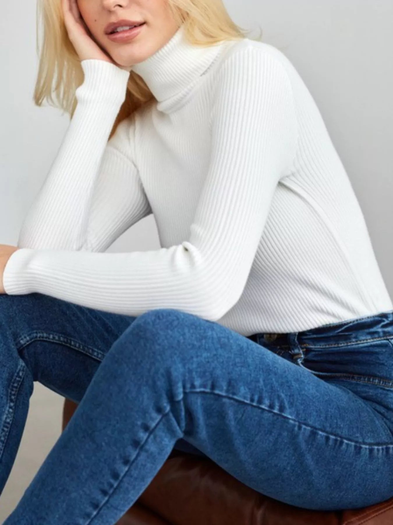 Ribbed Knit Turtleneck Sweater Regular and Plus Size