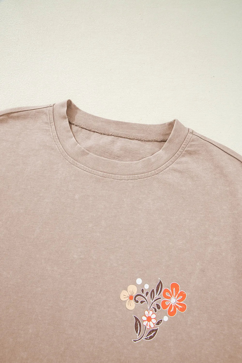 Mineral Wash Floral Steer Head Printed Back Western Fashion Tee