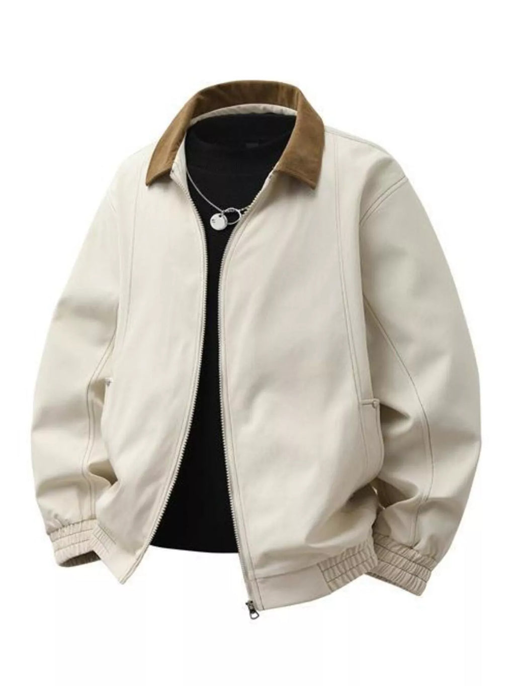 Men's Collared Neck Zip-Up Jacket
