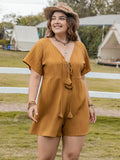 Mustard V-Neck Short Sleeve Romper