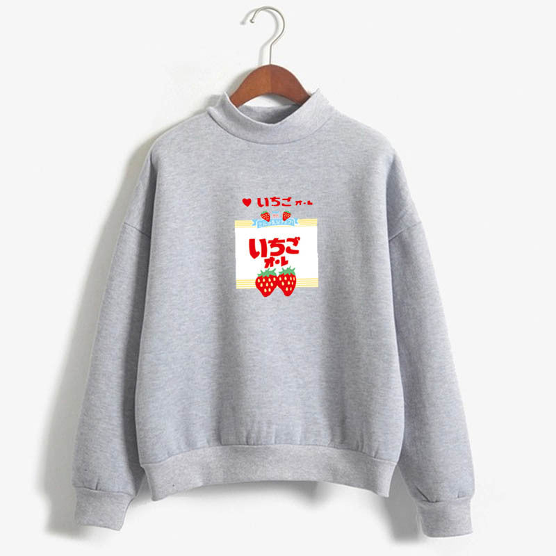 Strawberry Milk Kawaii Print Long Sleeve Sweatshirt