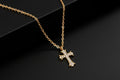 18K Gold-Plated Rhinestone Cross Necklace