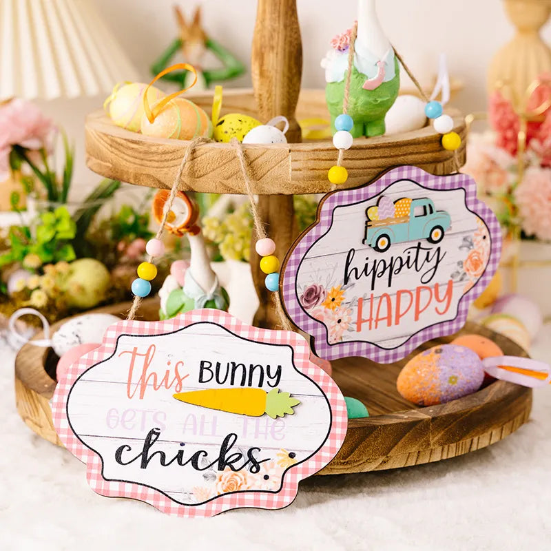 Easter Wooden Bead Hanging Sign