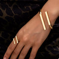 Adjustable 18K Gold-Plated Bar Bracelet and Ring Set