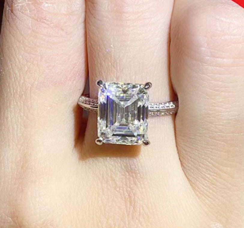 5 Carat Moissanite Platinum-Plated Ring