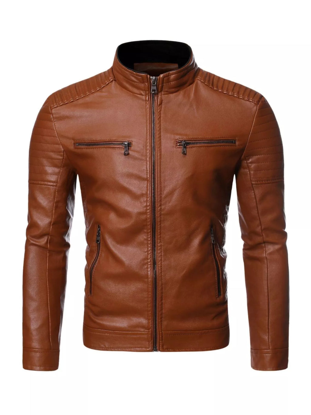 Men's Regular and Plus Size Zip Up Leather Moto Jacket