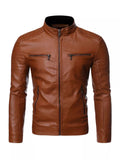 Men's Regular and Plus Size Zip Up Leather Moto Jacket
