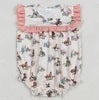 Hot Sale Infant Baby Girls Rompers Strap Hats Boots Purple Bow Top Ruffle Rompers Western Fashion Toddler Girls Bubbles Rompers