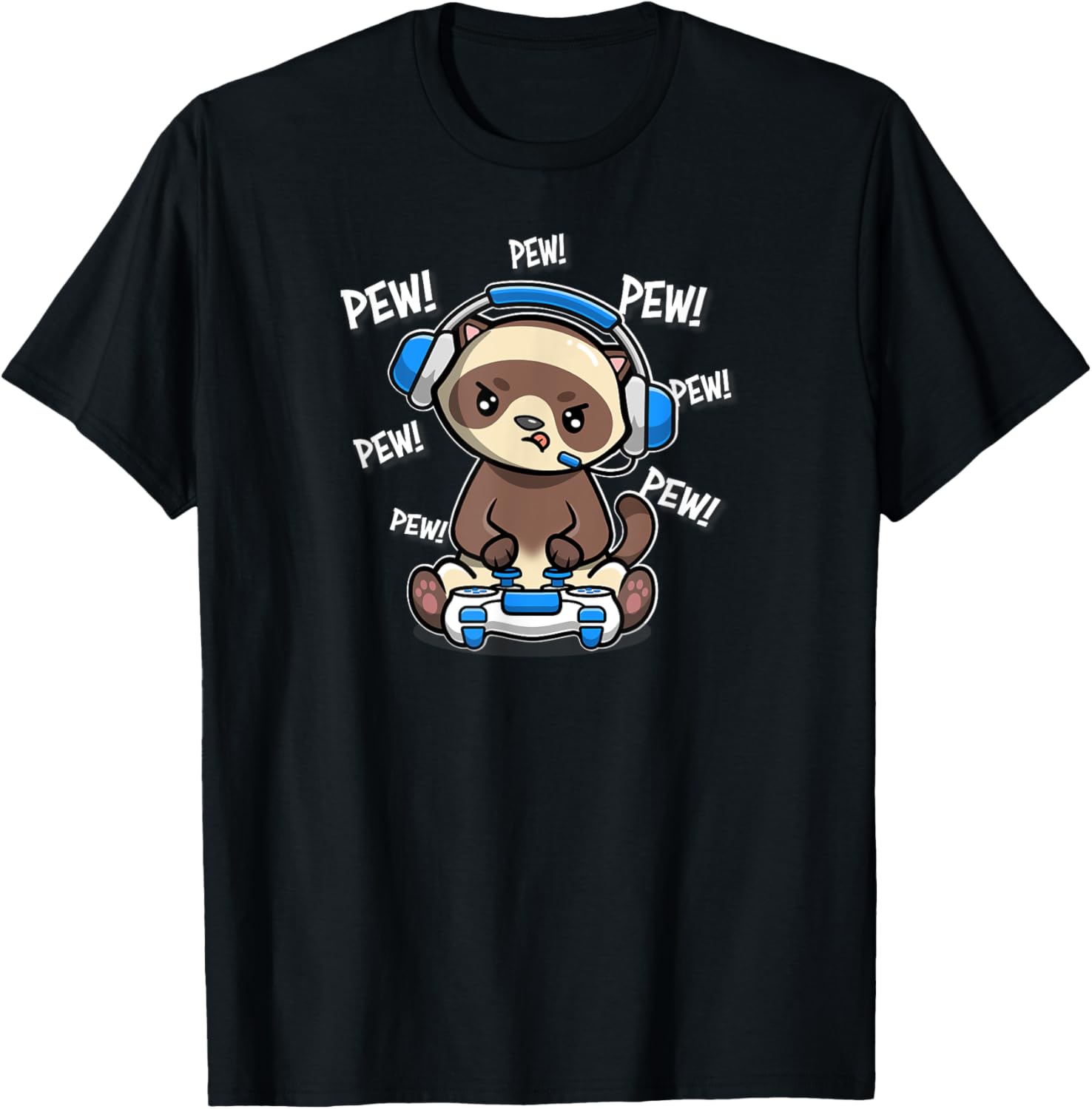 Cute Kawaii Kids Boys Girls Pew Video Gamer Ferret Lover T-Shirt