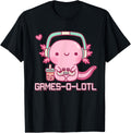 Gamesolotl Axolotl Video Games Kawaii Anime Gamer Boys Girls T-Shirt