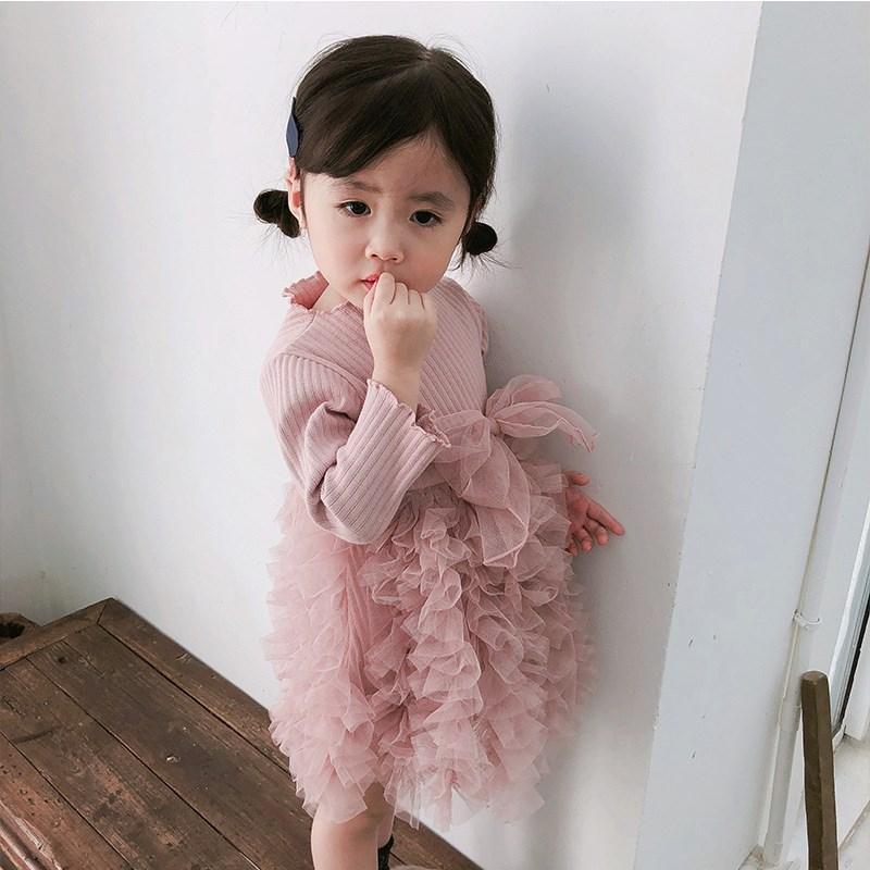 Modern Winter Flower Long Sleeve Smash Cake Baby Girls Dress For 1-5 Year Little Princess