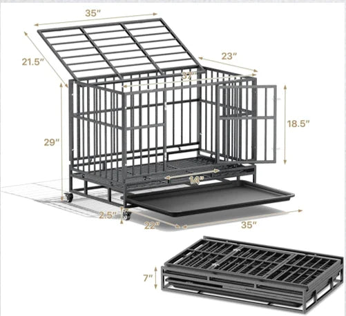 Heavy Duty Dog Crate with Wheels