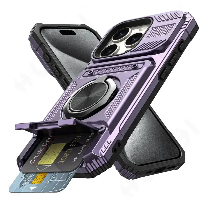 Phone Case For iPhone with Magnetic Rotated Ring Kickstand