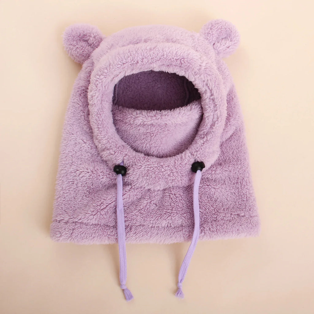Kids Winter Hat with Ear Flaps and Face Cover Warm Fleece Lined Cold Weather Beanie for Boys Girls