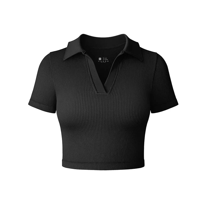 Women's T Shirt Short Sleeved Polo Shirt Casual Sports Tennis Shirt Tight Fit Fitness Yoga Top Ladies top