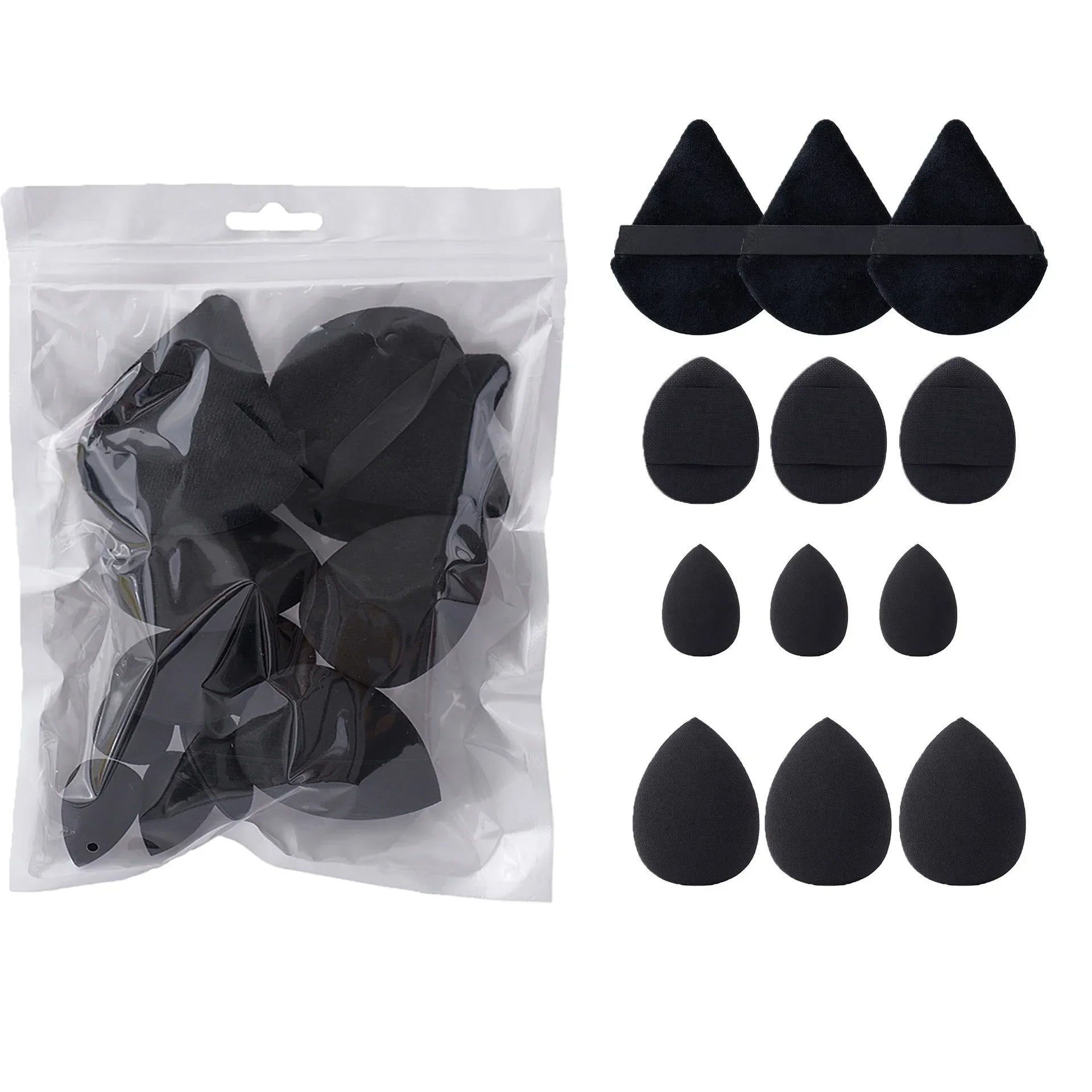 12PCS Cosmetic Puff Set – Triangle & Egg Blenders