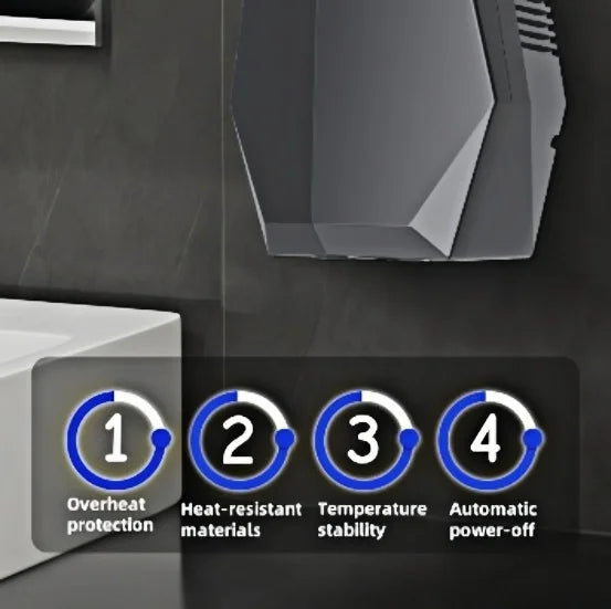 1600W Powerful Hand Dryer, Wall-Mounted Quiet Bathroom Dryer