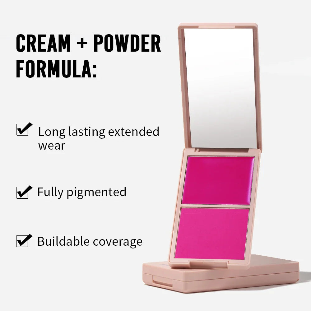 2-in-1 Pink Blush Palette – Matte & Dewy Cream
