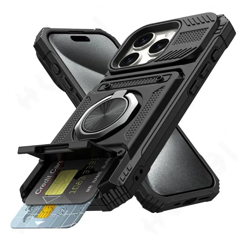Phone Case For iPhone with Magnetic Rotated Ring Kickstand