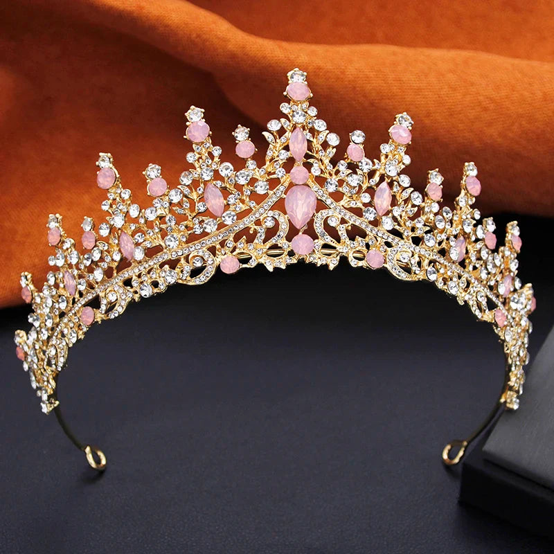 Elegant Bride Tiaras and Necklace Earrings Set Girls 3 pcs Party Birthday Bridal Sets Wedding Crown Jewelry Costume Accessories