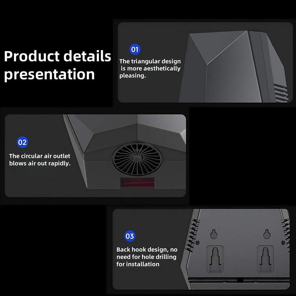 1600W Powerful Hand Dryer, Wall-Mounted Quiet Bathroom Dryer