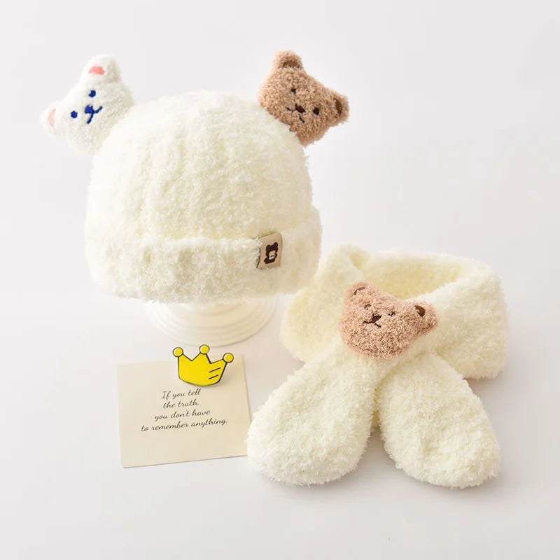 Baby Winter Beanie Hat with Earflaps & Plush Scarf | Ages 3-36 Months