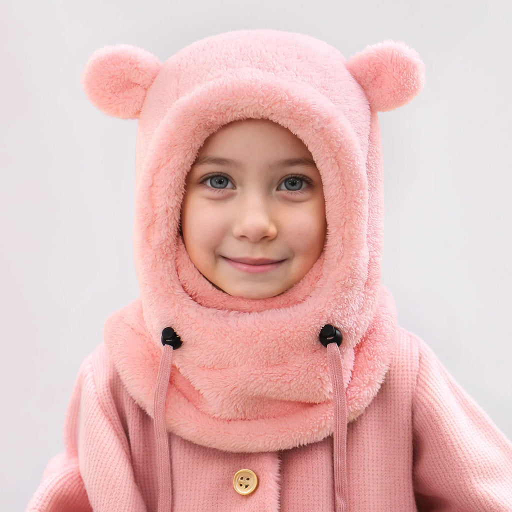 Kids Winter Hat with Ear Flaps and Face Cover Warm Fleece Lined Cold Weather Beanie for Boys Girls