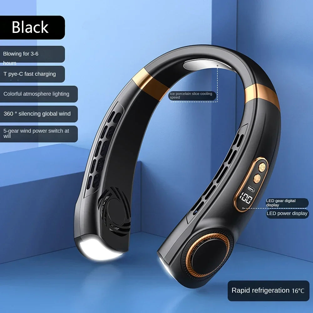 Portable Neck Fan with LED Digital Display