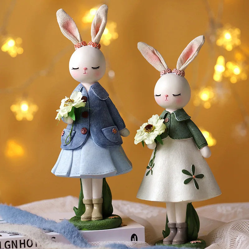 Cute Easter Rabbit Resin Ornament – Forest Style Table Decoration