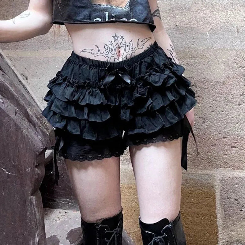 Gothic Lolita Bow Ruffle Bloomers