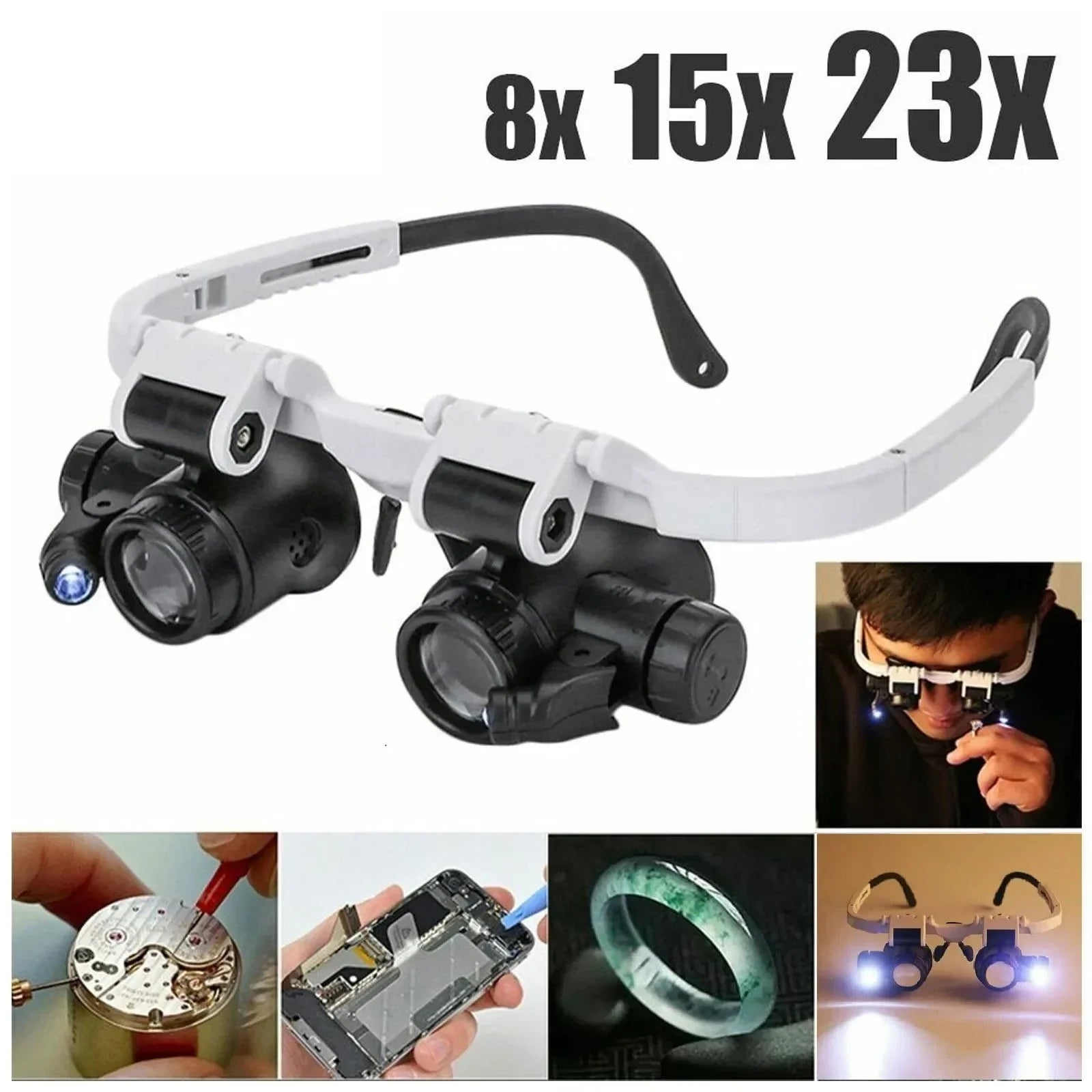 Head-Mounted Adjustable Magnifying Headband