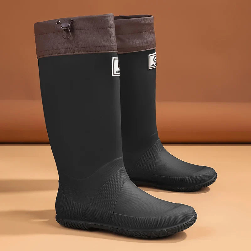 Rain Boots for Men, Fashionable High-Top Rain Boots for Outer Wear, Long-Tube Waterproof and Non-Slip Couple Style Outdoor Fishing Boots