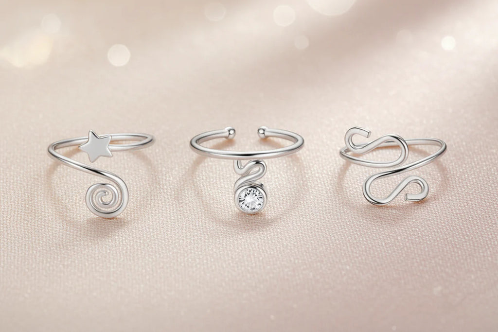 3Pcs Adjustable Toe Rings Summer Beach Foot Jewelry in silver or gold