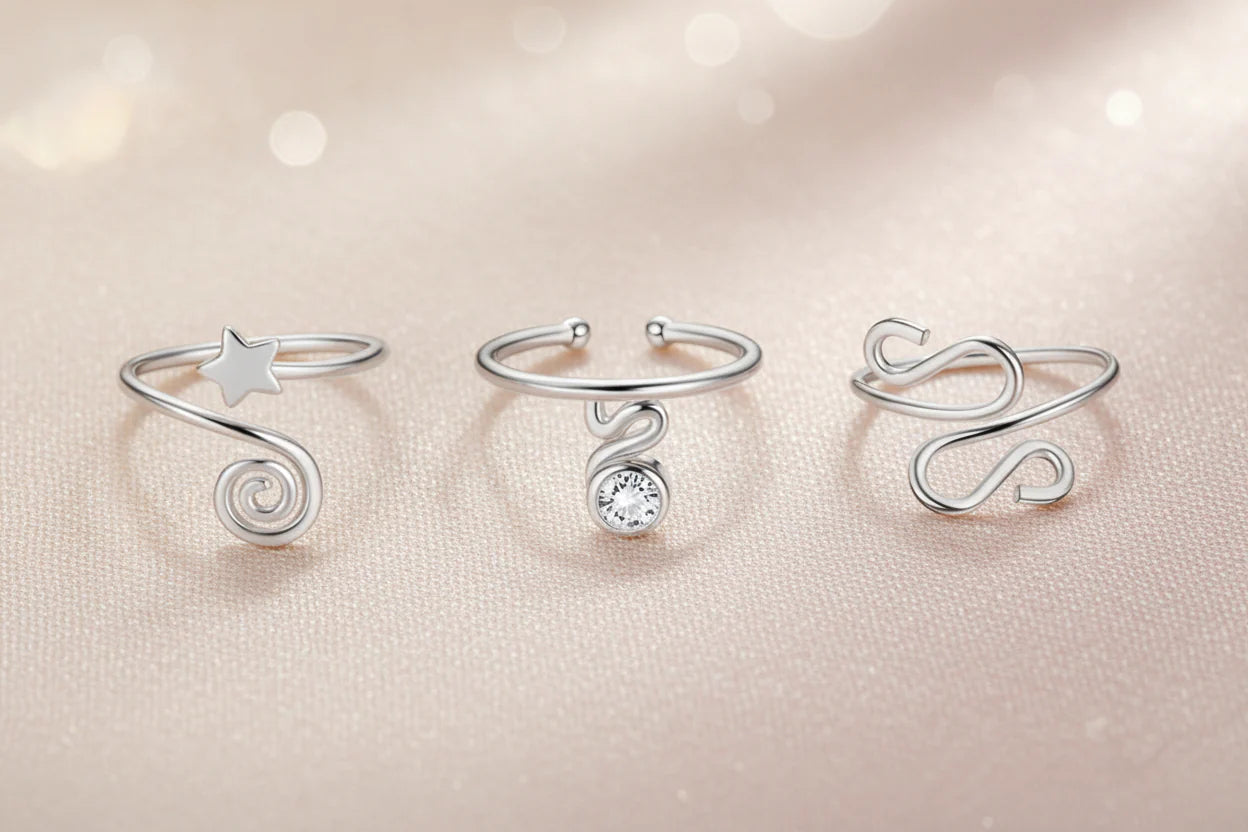 3Pcs Adjustable Toe Rings Summer Beach Foot Jewelry in silver or gold
