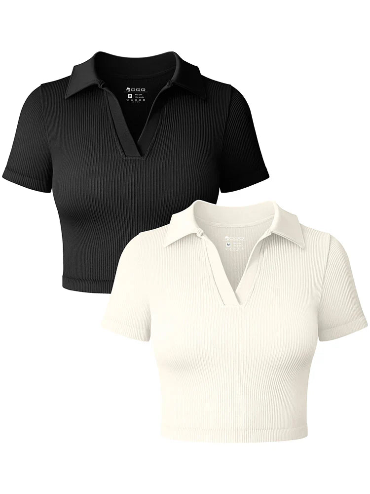 Women's T Shirt Short Sleeved Polo Shirt Casual Sports Tennis Shirt Tight Fit Fitness Yoga Top Ladies top