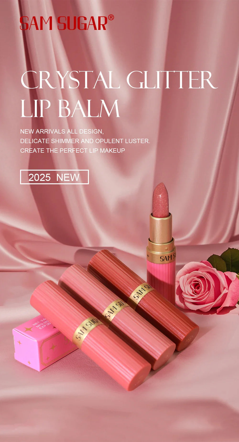 Pearlescent Pink Glitter Velvet Lipstick